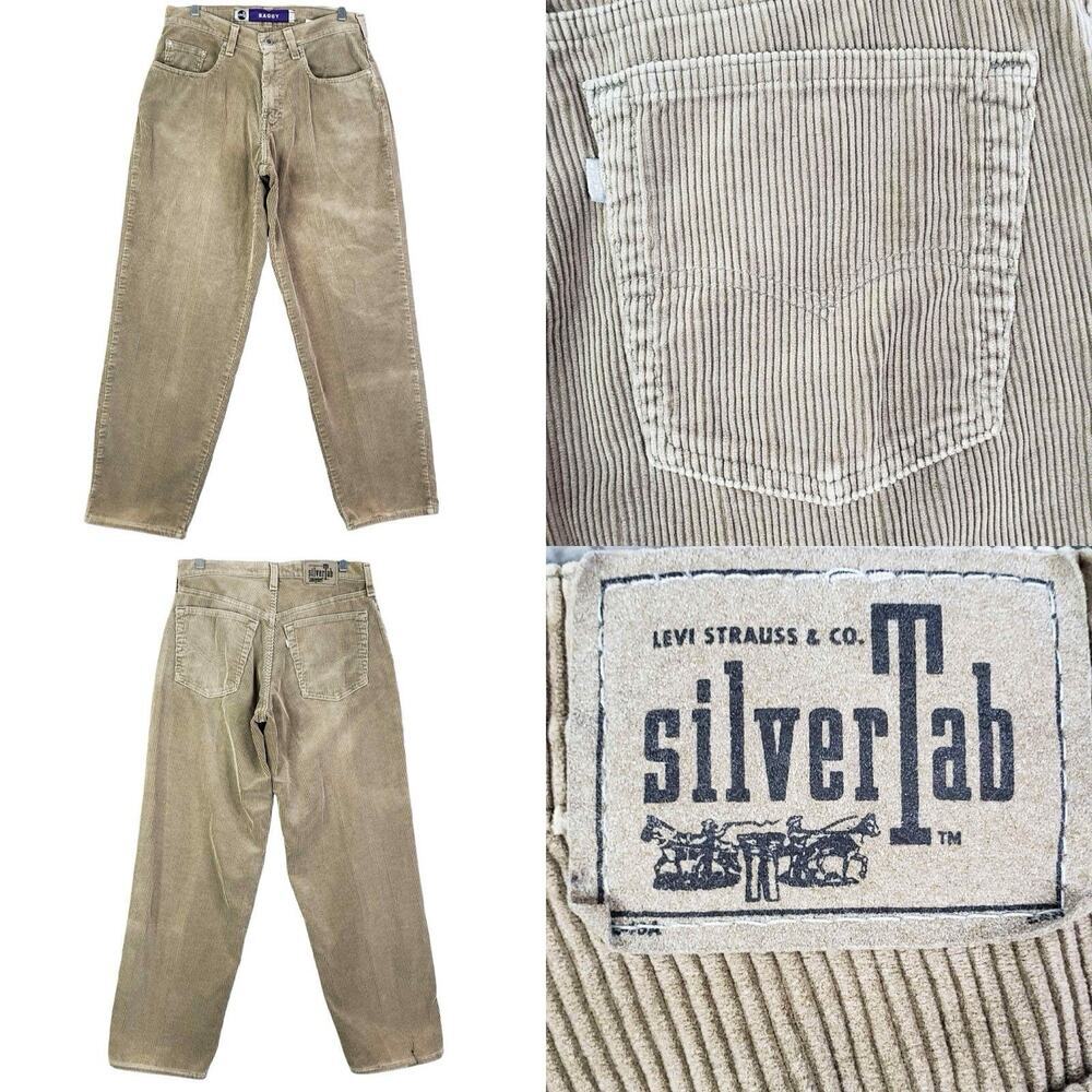 Levis Vintage Silvertab Baggy Corduroy Pants Mens 32X31 Measured Y2K USA Flaw